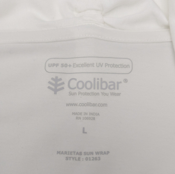 Coolibar Marietas Sun Wrap UPF 50+ Cardigan Sweater White Lightweight Travel L - Picture 2 of 9